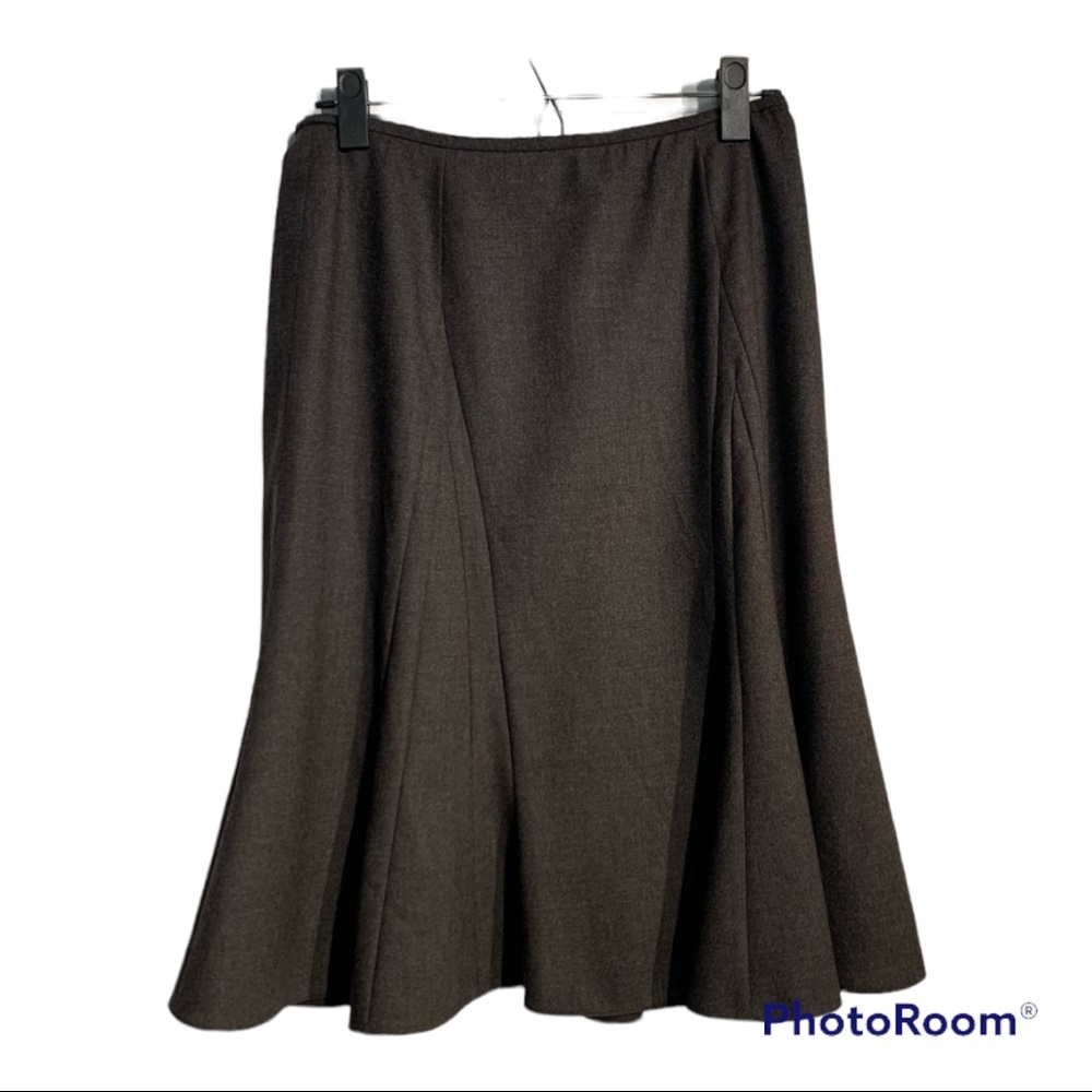 Armani Collezioni Wool Skirt with Pleats Fit and Flare Knee Length Size 8 Charco